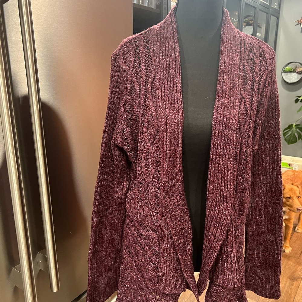 Beautiful Purple Cableknit Lightweight Cardigan